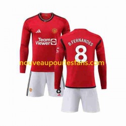Maillot Manchester United B Fernandes 8 Enfant Tenue Domicile 2023-2024 Manche Longue