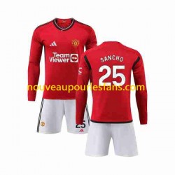 Maillot Manchester United Sancho 25 Enfant Tenue Domicile 2023-2024 Manche Longue