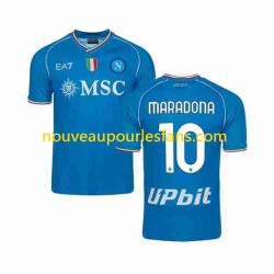 Maillot Naples Maradona 10 Homme Tenue Domicile 2023-2024 Manche Courte