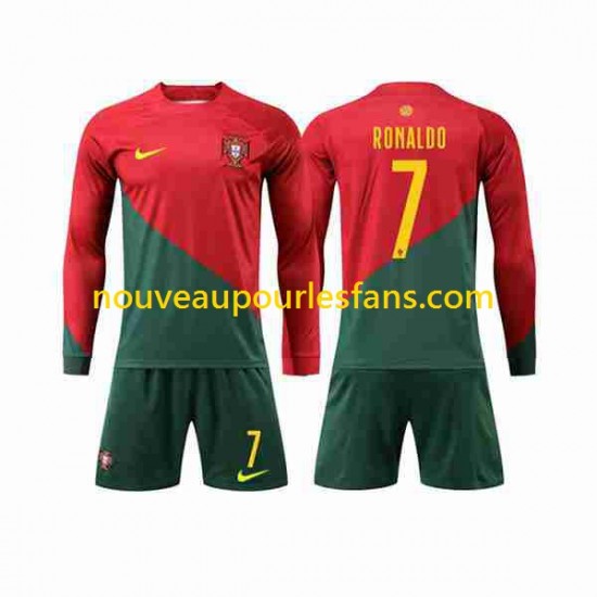 Maillot Portugal Ronaldo 7 Enfant Tenue Domicile Coupe du Monde 2022 Manche Longue