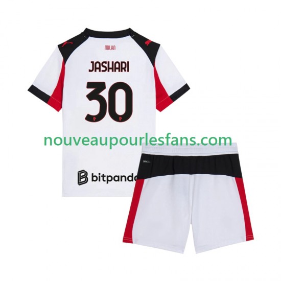 Maillot AC Milan Ardon Jashari 30 Enfant Tenue Extérieur 2025-2026 Manche Courte