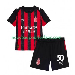Maillot AC Milan Ardon Jashari 30 Enfant Tenue Domicile 2025-2026 Manche Courte
