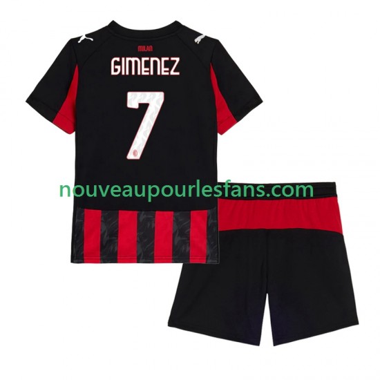 Maillot AC Milan Santiago Gimenez 7 Enfant Tenue Domicile 2025-2026 Manche Courte