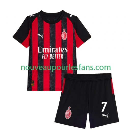 Maillot AC Milan Santiago Gimenez 7 Enfant Tenue Domicile 2025-2026 Manche Courte