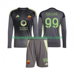 Maillot AS Rome Mile Svilar 99 Gardien Enfant Tenue Domicile 2025-2026 Manche Longue
