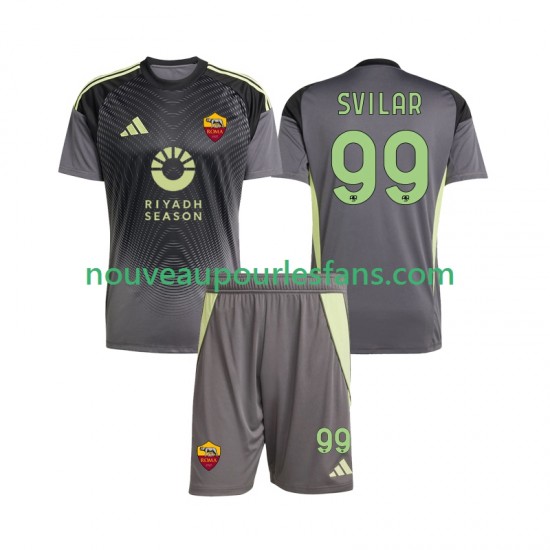 Maillot AS Rome Mile Svilar 99 Gardien Enfant Tenue Domicile 2025-2026 Manche Courte