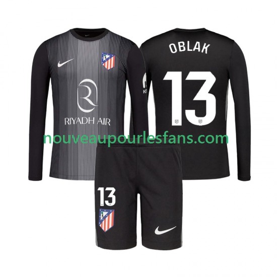 Maillot Atlético Madrid Jan Oblak 13 Gardien Enfant Tenue Extérieur 2025-2026 Manche Longue