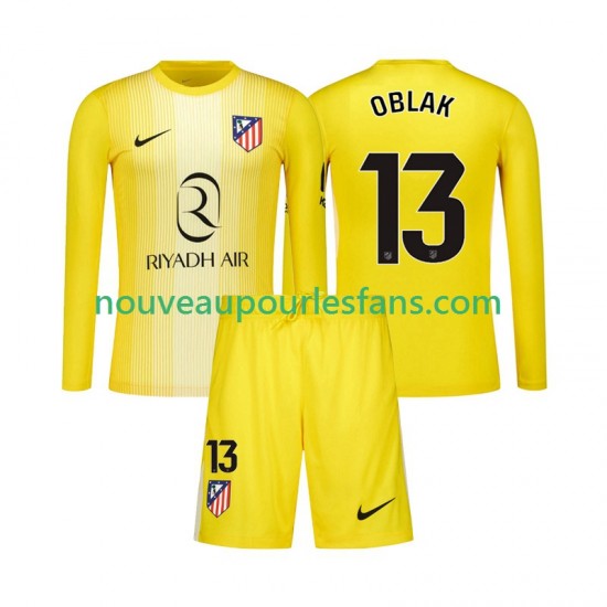 Maillot Atlético Madrid Jan Oblak 13 Gardien Enfant Tenue Domicile 2025-2026 Manche Longue