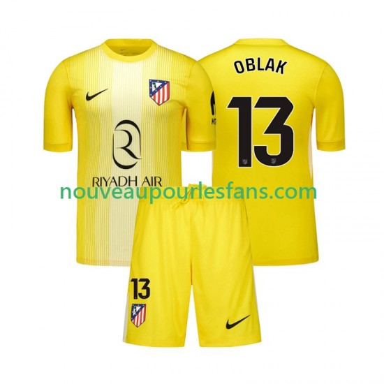 Maillot Atlético Madrid Jan Oblak 13 Gardien Enfant Tenue Domicile 2025-2026 Manche Courte