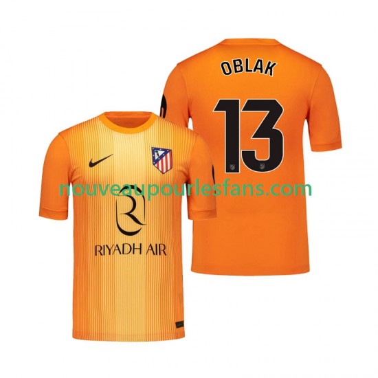 Maillot Atlético Madrid Jan Oblak 13 Gardien Homme Tenue 3ème 2025-2026 Manche Courte