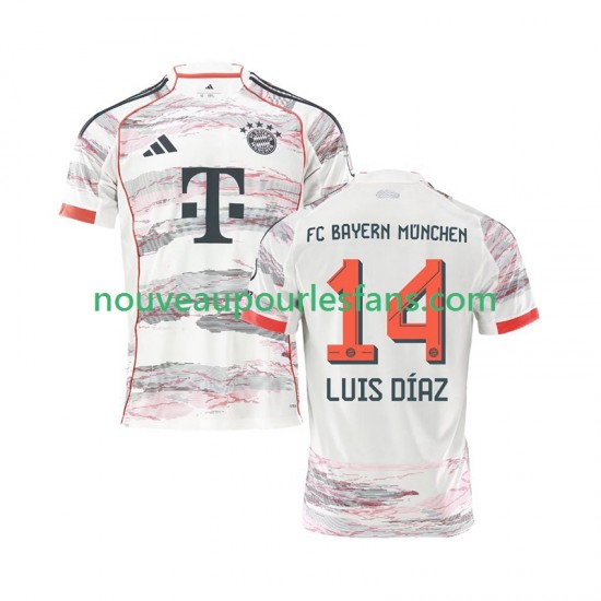 Maillot Bayern Munich Luis Diaz 14 Homme Tenue Extérieur 2025-2026 Manche Courte