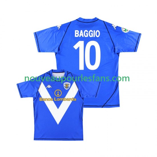 Maillot Brescia Calcio Baggio 10 2003 2004 Rétro Homme Tenue Domicile Manche Courte