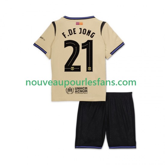 Maillot FC Barcelone Frenkie de Jong 21 UCL Enfant Tenue Extérieur 2025-2026 Manche Courte
