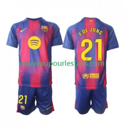 Maillot FC Barcelone Frenkie de Jong 21 Enfant Tenue Domicile 2025-2026 Manche Courte