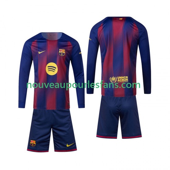 Maillot FC Barcelone Enfant Tenue Domicile 2025-2026 Manche Longue