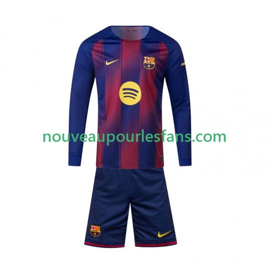 Maillot FC Barcelone Enfant Tenue Domicile 2025-2026 Manche Longue