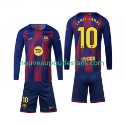 Maillot FC Barcelone Lamine Yamal 10 Enfant Tenue Domicile 2025-2026 Manche Longue
