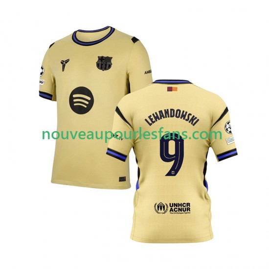 Maillot FC Barcelone Robert Lewandowski 9 Champions League Homme Tenue Extérieur 2025-2026 Manche Courte