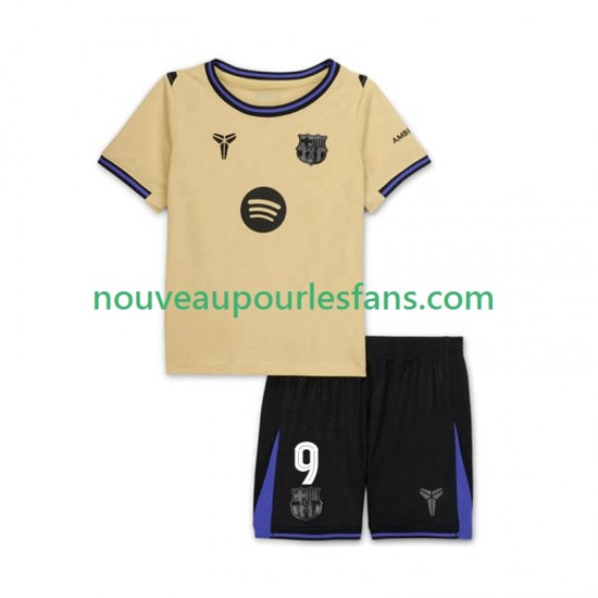 Maillot FC Barcelone Robert Lewandowski 9 UCL Enfant Tenue Extérieur 2025-2026 Manche Courte
