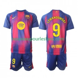 Maillot FC Barcelone Robert Lewandowski 9 Enfant Tenue Domicile 2025-2026 Manche Courte