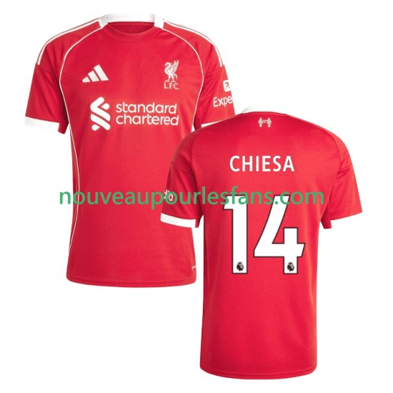 Maillot Liverpool Federico Chiesa 14 Homme Tenue Domicile 2025-2026 Manche Courte