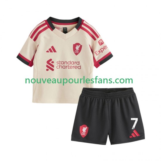 Maillot Liverpool Florian Wirtz 7 Enfant Tenue Extérieur 2025-2026 Manche Courte
