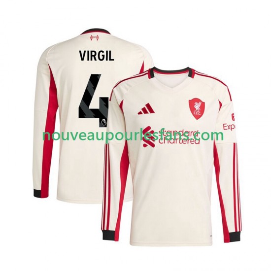 Maillot Liverpool Virgil van Dijk 4 Homme Tenue Extérieur 2025-2026 Manche Longue