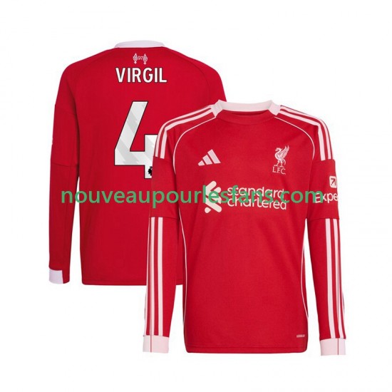 Maillot Liverpool Virgil van Dijk 4 Homme Tenue Domicile 2025-2026 Manche Longue