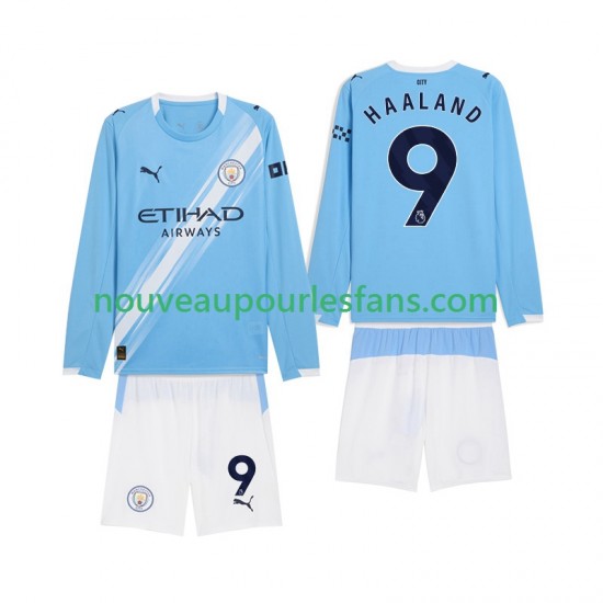 Maillot Manchester City Erling Haaland 9 Enfant Tenue Domicile 2025-2026 Manche Longue