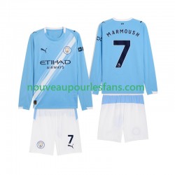 Maillot Manchester City Omar Marmoush 7 Enfant Tenue Domicile 2025-2026 Manche Longue