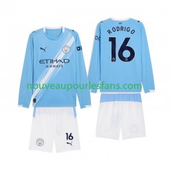 Maillot Manchester City Rodrigo Hernandez 16 Enfant Tenue Domicile 2025-2026 Manche Longue