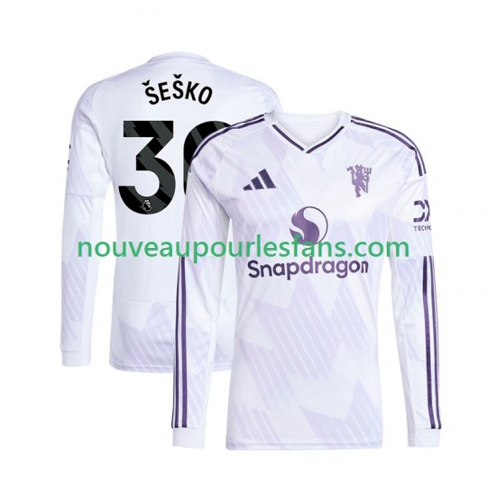 Maillot Manchester United Benjamin Sesko 30 Homme Tenue Extérieur 2025-2026 Manche Longue