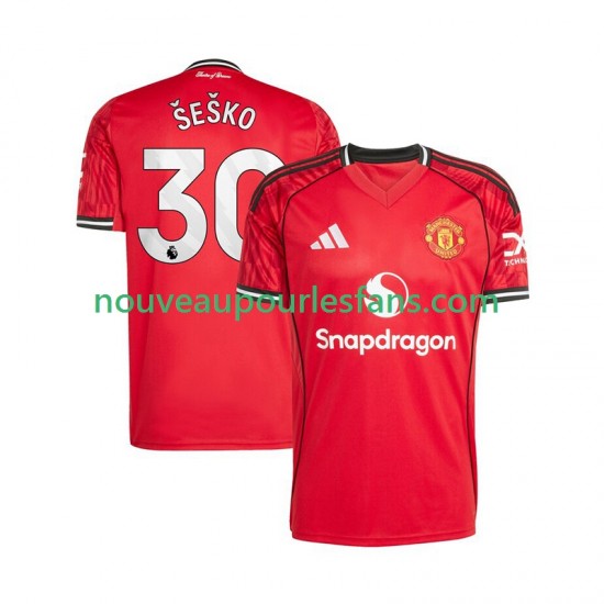 Maillot Manchester United Benjamin Sesko 30 Homme Tenue Domicile 2025-2026 Manche Courte