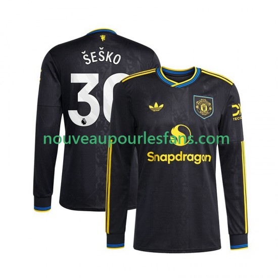 Maillot Manchester United Benjamin Sesko 30 Homme Tenue 3ème 2025-2026 Manche Longue