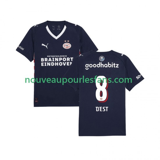 Maillot PSV Eindhoven Sergino Dest 8 Homme Tenue Extérieur 2025-2026 Manche Courte