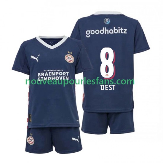 Maillot PSV Eindhoven Sergino Dest 8 Enfant Tenue Extérieur 2025-2026 Manche Courte
