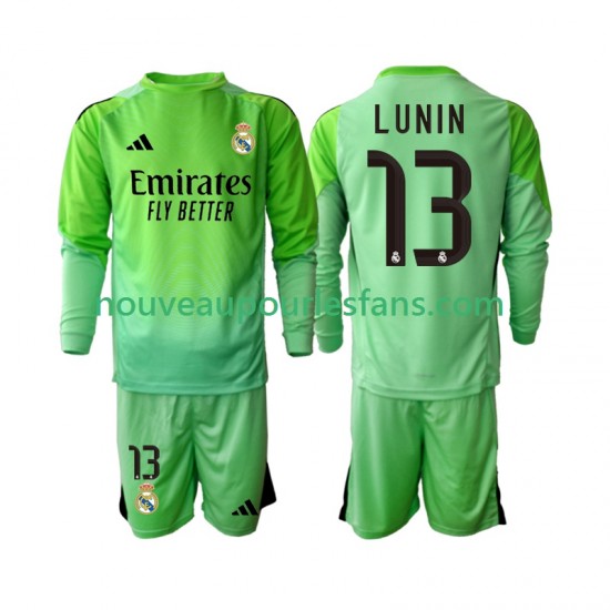 Maillot Real Madrid Andriy Lunin 13 Gardien Enfant Tenue Extérieur 2025-2026 Manche Longue