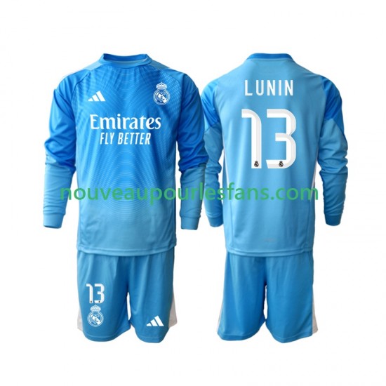 Maillot Real Madrid Andriy Lunin 13 Gardien Enfant Tenue Domicile 2025-2026 Manche Longue