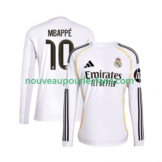 Maillot Real Madrid Mbappé Kylian 10 Homme Tenue Domicile 2025-2026 Manche Longue