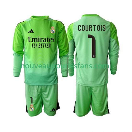 Maillot Real Madrid Thibaut Courtois 1 Enfant Tenue Extérieur 2025-2026 Manche Longue