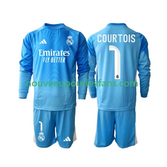 Maillot Real Madrid Thibaut Courtois 1 Enfant Tenue Domicile 2025-2026 Manche Longue