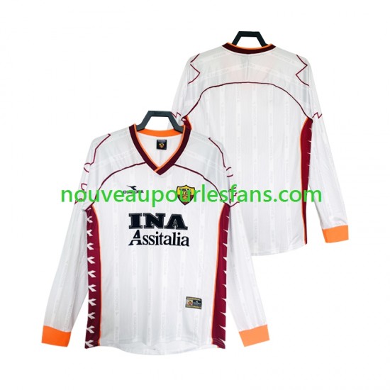 Maillot AS Rome 2000 Rétro Homme Tenue Extérieur 1999 Manche Longue