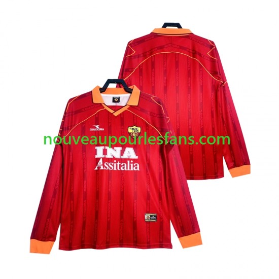 Maillot AS Rome 2000 Rétro Homme Tenue Domicile 1999 Manche Longue
