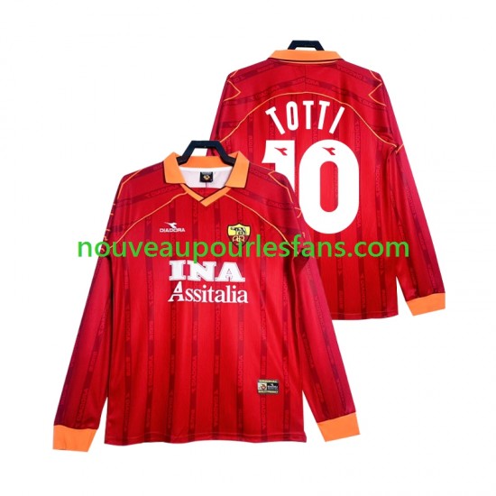 Maillot AS Rome Totti 10 2000 Rétro Homme Tenue Domicile 1999 Manche Longue