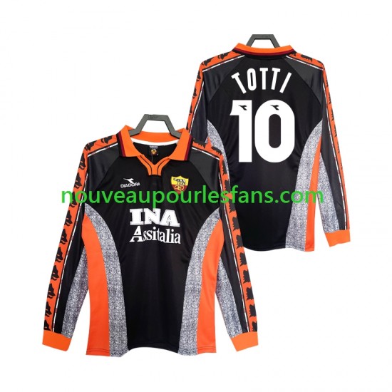 Maillot AS Rome Totti 10 Rétro Homme Tenue 3ème 1999 1998 Manche Longue
