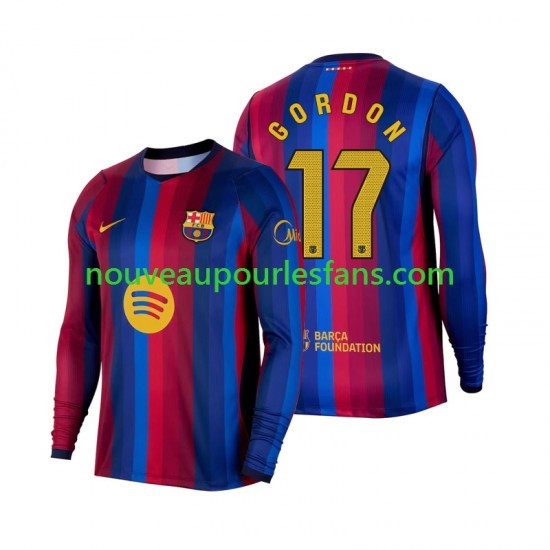 Maillot FC Barcelone Anthony Gordon 17 Homme Tenue Domicile 2026-2027 Manche Longue