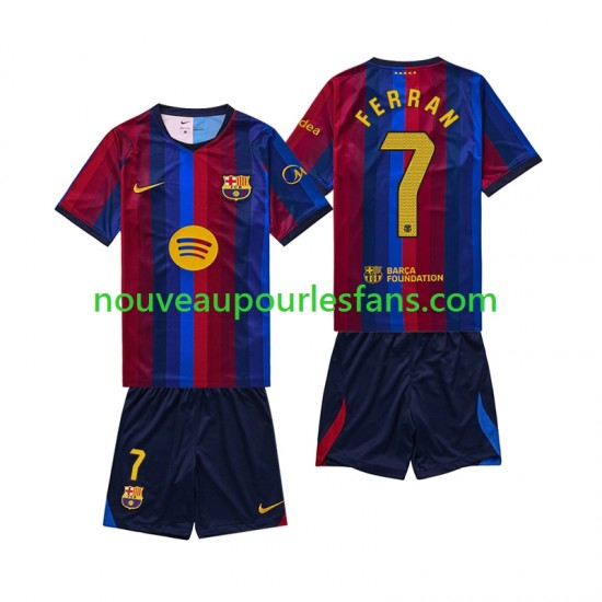 Maillot FC Barcelone Ferran Torres 7 Enfant Tenue Domicile 2026-2027 Manche Courte