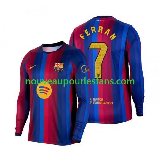 Maillot FC Barcelone Ferran Torres 7 Homme Tenue Domicile 2026-2027 Manche Longue