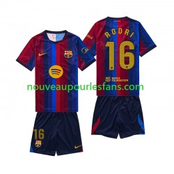 Maillot FC Barcelone Rodri 16 Enfant Tenue Domicile 2026-2027 Manche Courte