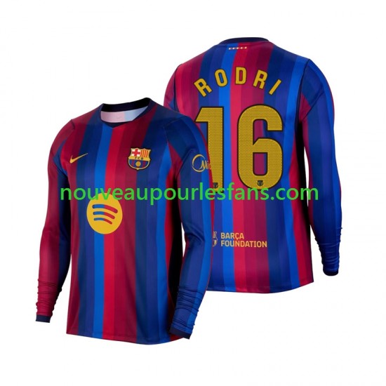 Maillot FC Barcelone Rodri 16 Homme Tenue Domicile 2026-2027 Manche Longue